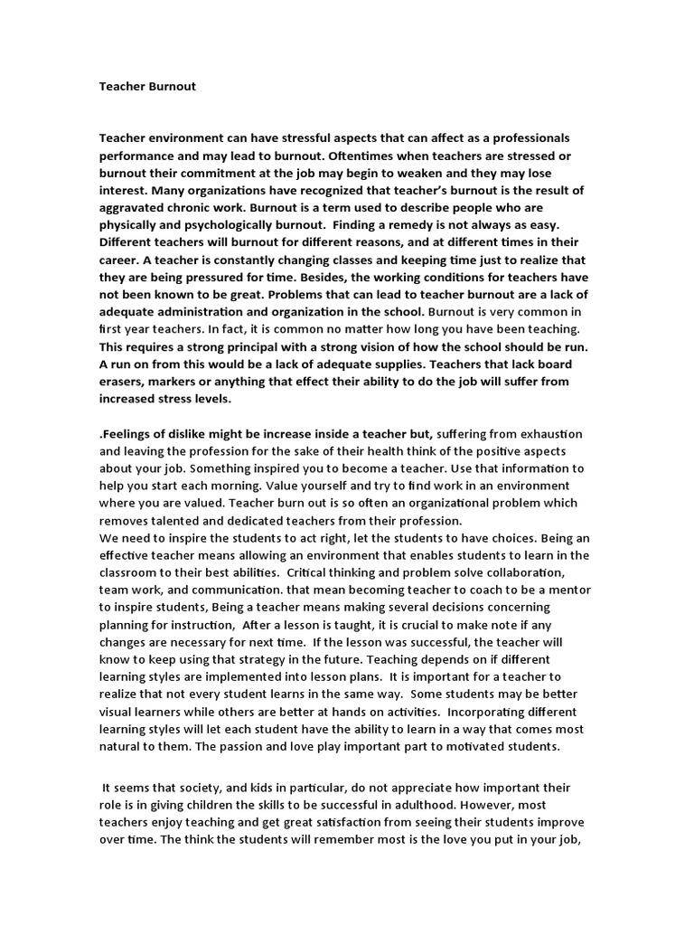 Addressing Teacher Burnout Issues | PDF | Occupational Burnout | Teachers