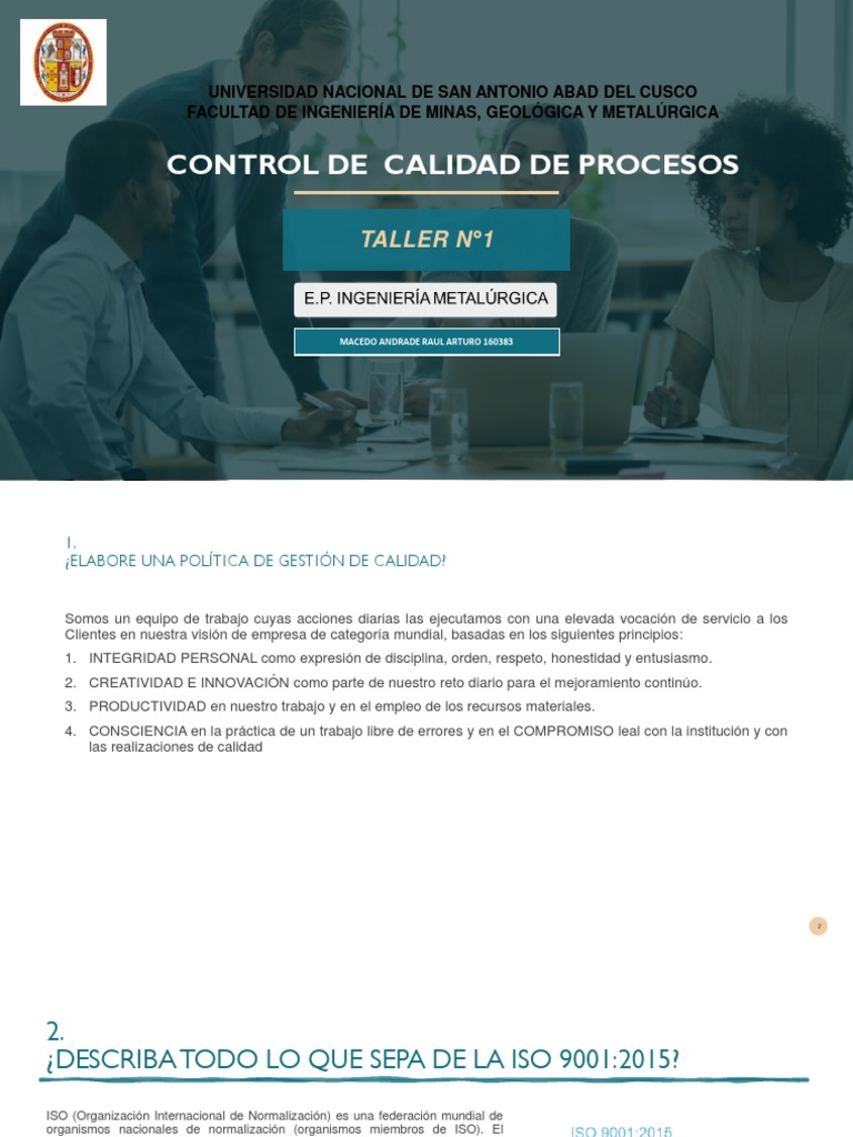 Control de Calidad y ISO 9001:2015 | PDF | Iso 9000 | Calidad (comercial)