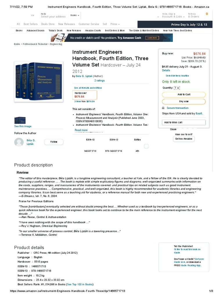 Instrument Engineers Handbook, Fourth Edition, Three Volume Set ...