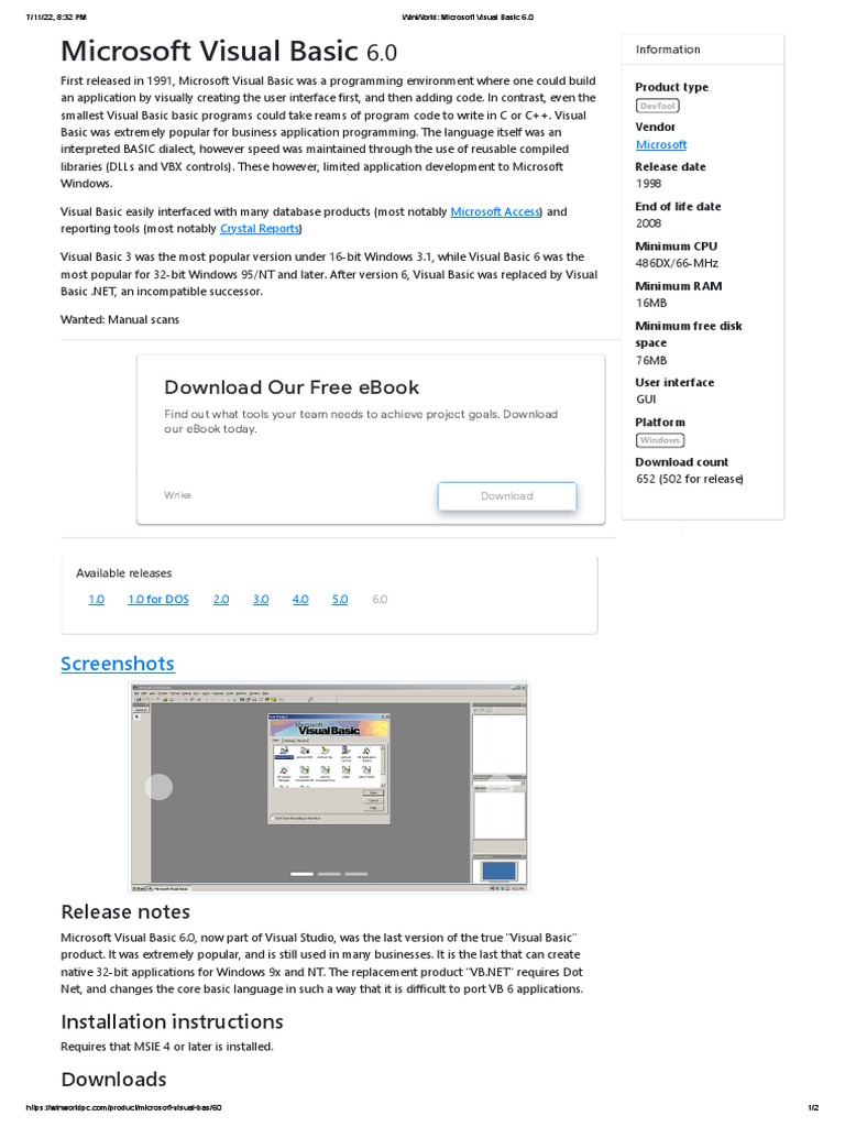 WinWorld - Microsoft Visual Basic 6.0 | PDF | Microsoft Windows ...
