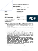 Surat Pernyataan Pakta Intergritas: Menyetujui, Orang Tua/Wali, Malang, 27 Mei 2022 Yang Menyatakan