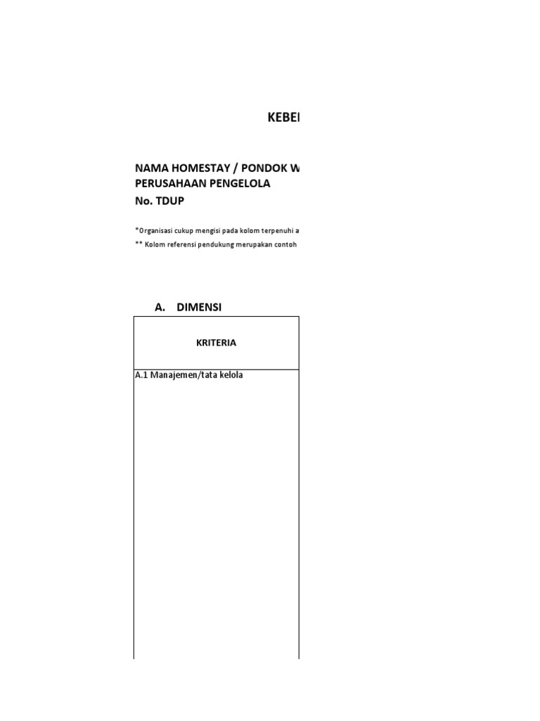Checklist Kebersihan Homestay Wisata | PDF