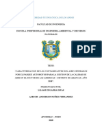 Caracterización de los contaminantes del aire generados por el parque automotor para la gestión de la calidad de aire en el sector de Las Américas