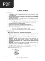 UNIT-5: Read (X) : Performs The Reading Operation of Data Item X From The Database