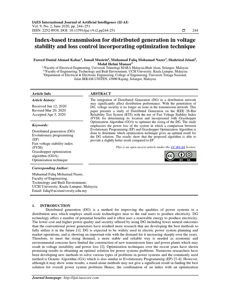 Voltage Stability in DG Systems | PDF | Mathematical Optimization ...