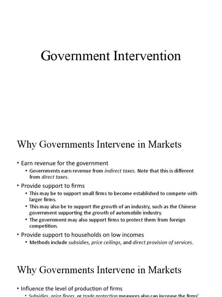 Government Intervention in Markets Explained | PDF | Economic Surplus ...