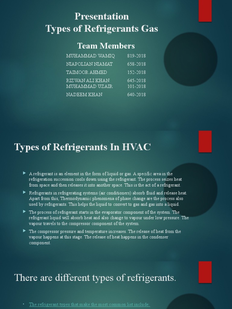 Types of Refrigerant Gas Presentation PDF Chlorofluorocarbon