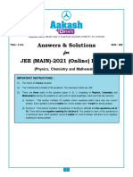 Answers & Solutions: For JEE (MAIN) - 2021 (Online) Phase-4