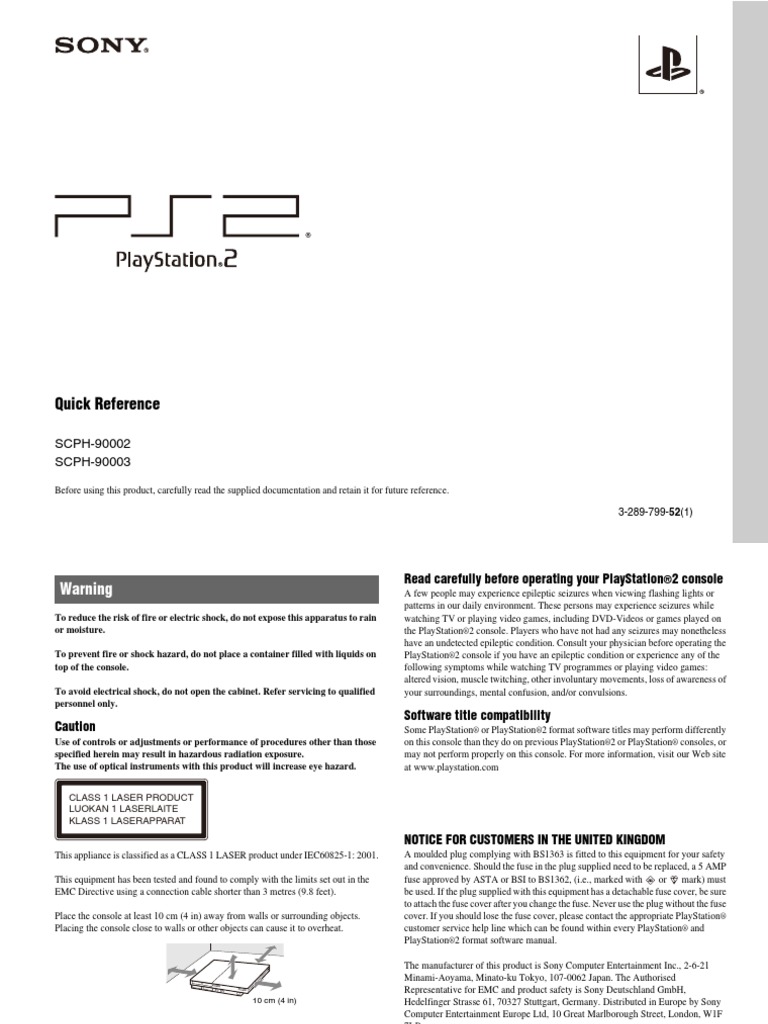 Sony SCPH-90002, SCPH-90003, PlayStation 2 284415 | PDF | Compact Disc ...