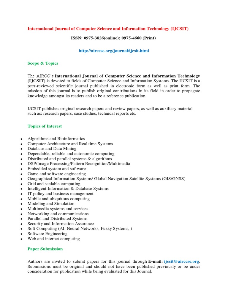 IJCSIT: Computer Science Journal Overview | PDF