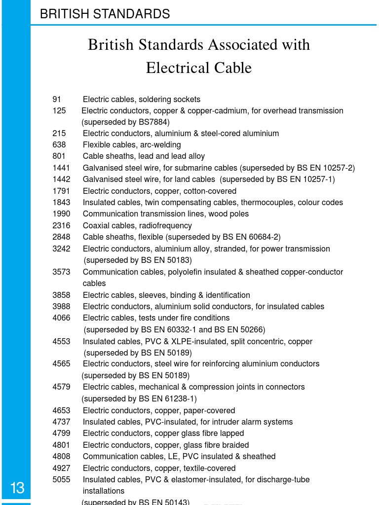 A Comprehensive Listing of British Standards Related to Electrical