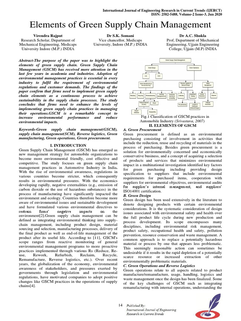 Green Supply Chain Management Elements | PDF | Supply Chain Management ...