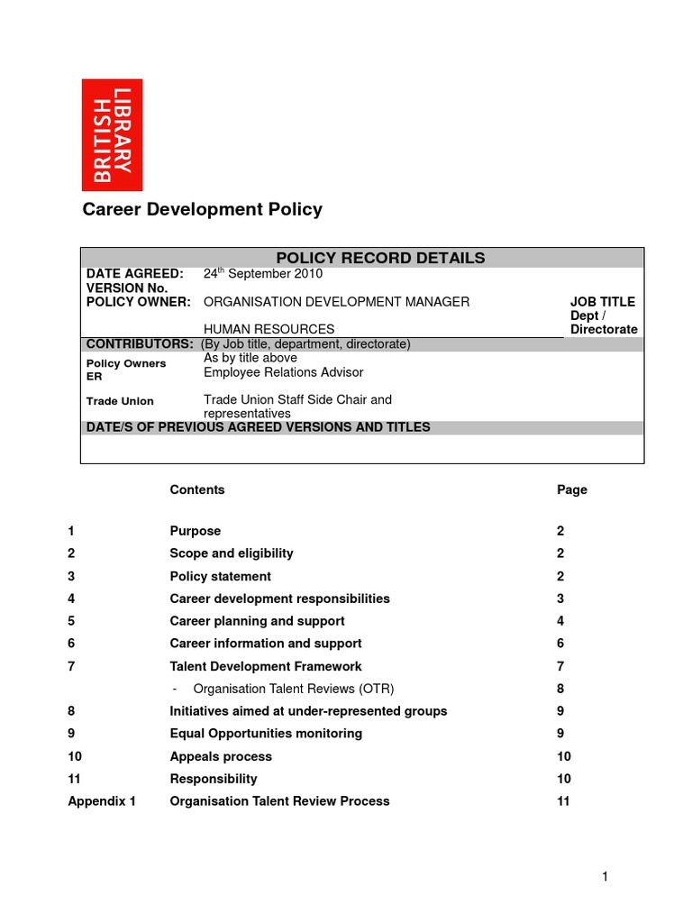 Career Development Policy Overview | PDF | Recruitment | Libraries