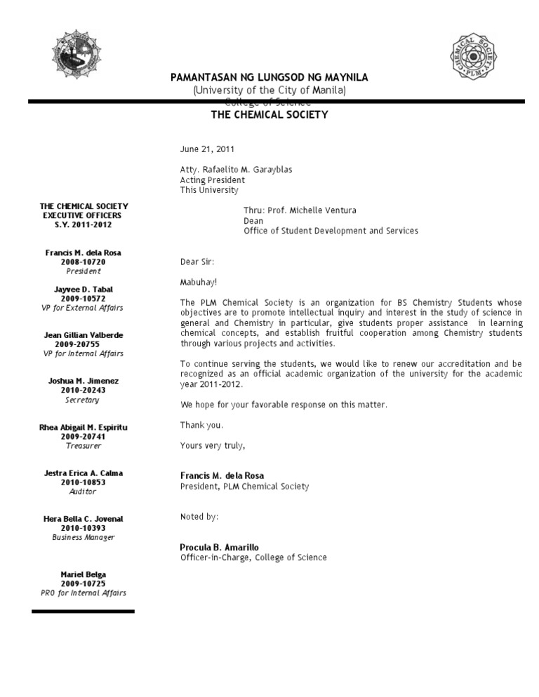 Re Accreditation Letter