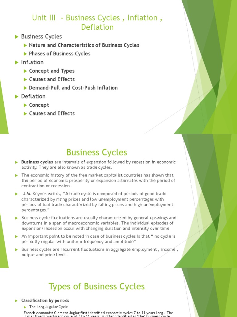 Unit III - Business Cycles, Inflation, Deflation | PDF | Inflation ...