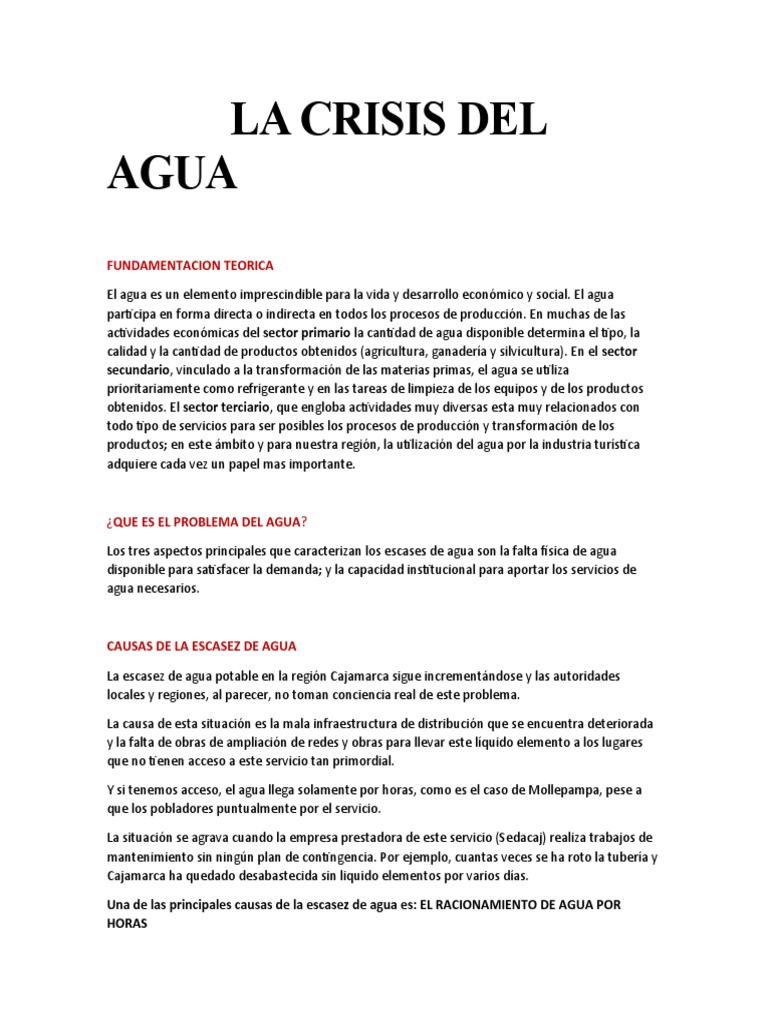La Crisis Del Agua | PDF | Agua | Escasez de agua