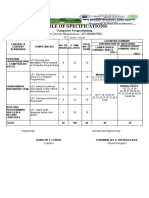 Table of Specifications: Fisrt Quarter Examination (1ST SEMESTER) S.Y. 2019 - 2020