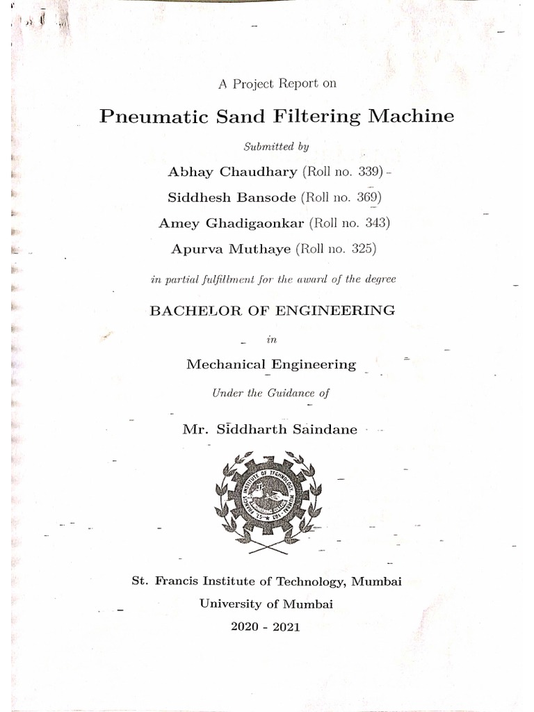 Pneumatic Sand Filtering Machine | PDF | Manufactured Goods