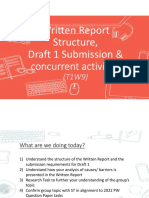 WR Structure, Draft 1 Submission Requirements & Concurrent Activities