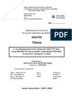 L'Accompagnement de La Démarche HACCP Dans La Production de Sauces Froides (Mayonnaise Fleurial) Au Sein de L'entreprise Cevital.