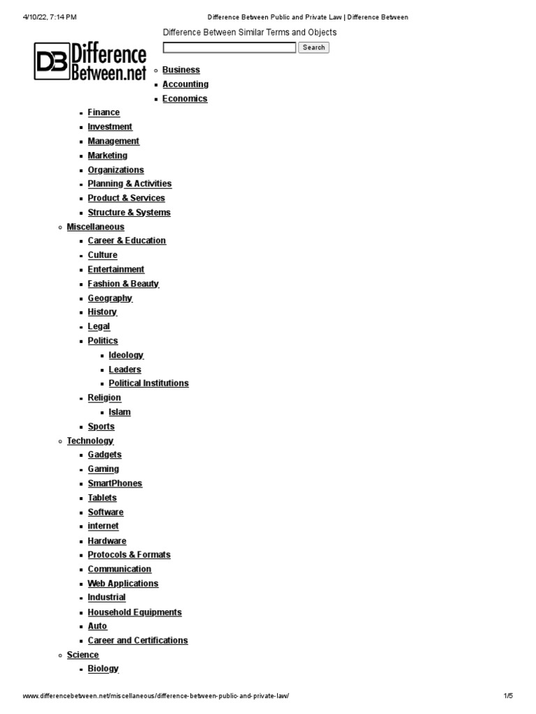 Difference Between Public and Private Law Difference Between PDF