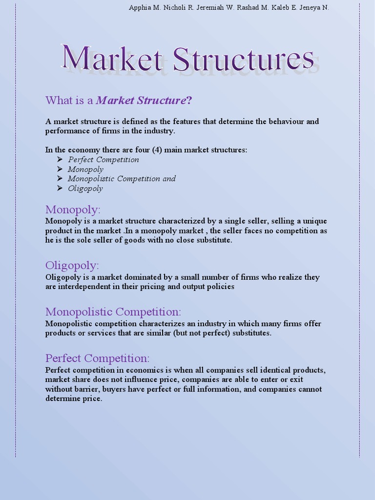 Overview of Market Structures | PDF | Monopoly | Perfect Competition