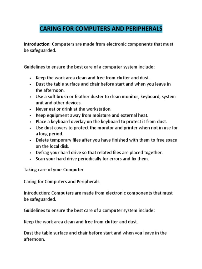 Computer Care Tips for Beginners | PDF