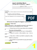 Learner's Activity Sheet: Alituntunin Sa Ligtas Na Paggamit NG Kemikal