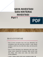 Biaya Investasi Dan Kriteria Investasi