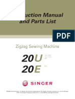 Instruction Manual and Parts List: Zigzag Sewing Machine