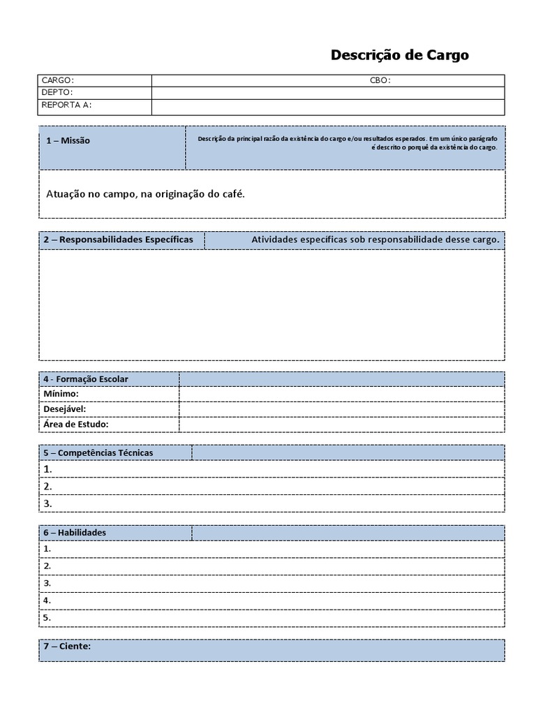 Modelo De Descri o De Cargo PDF