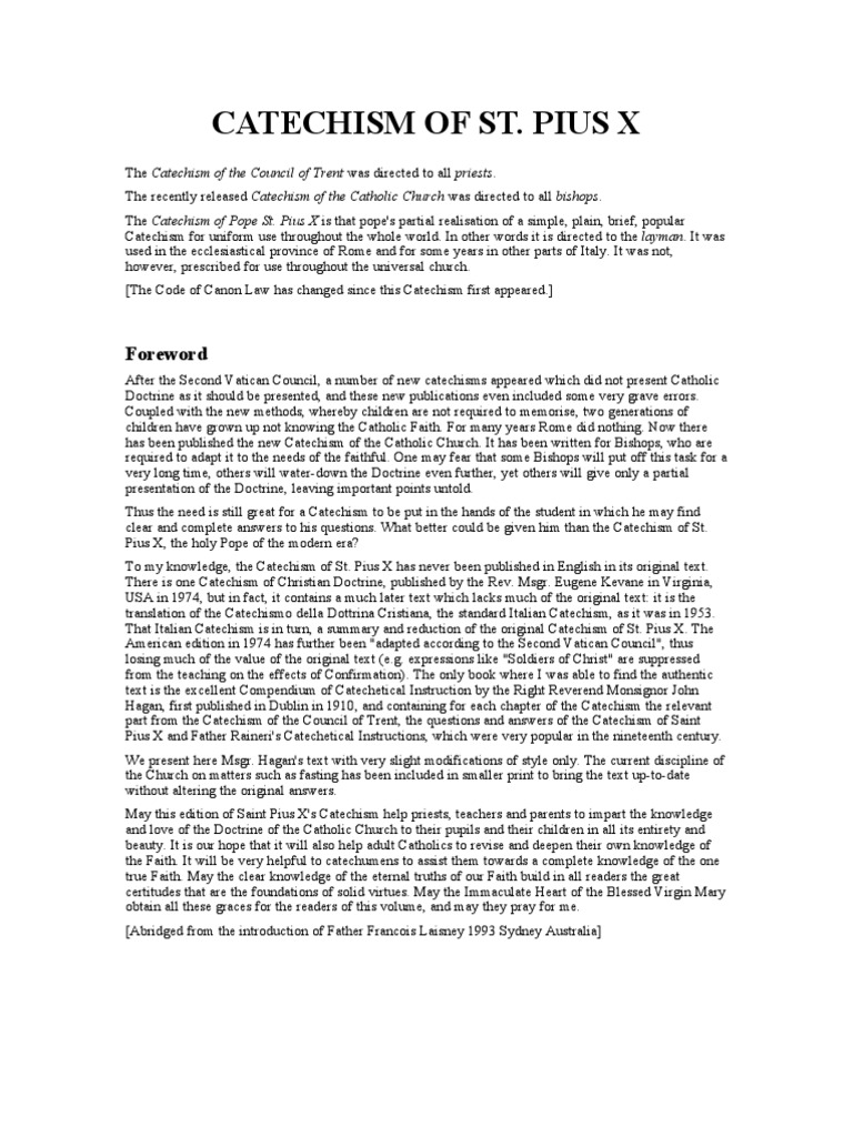 Catechism of St. Pius X PDF God The Father Catechism