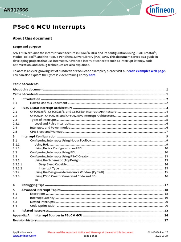 Psoc 6 Mcu Interrupts: About This Document | PDF | Microcontroller ...