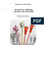 The Pencil Toppers Giraffe and Unicorn: Amigurumi Crochet Pattern