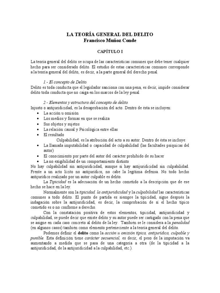 Fundamentos de la Teoría del Delito | PDF | Intención (Derecho Penal ...