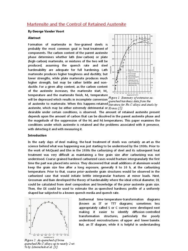 Martensite and Retained Austenite Control | PDF | Steel | Heat Treating