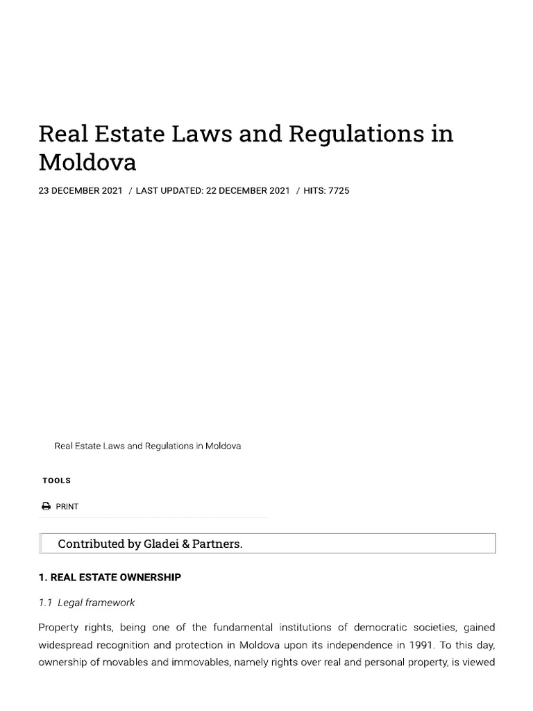 CEELM Comparative Legal Guide Real Estate in Moldova 2021 PDF