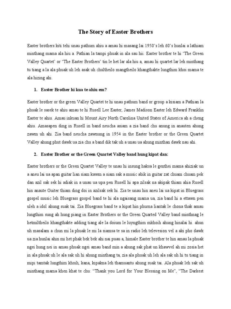 Easter Brothers: Gospel Music Legacy | PDF