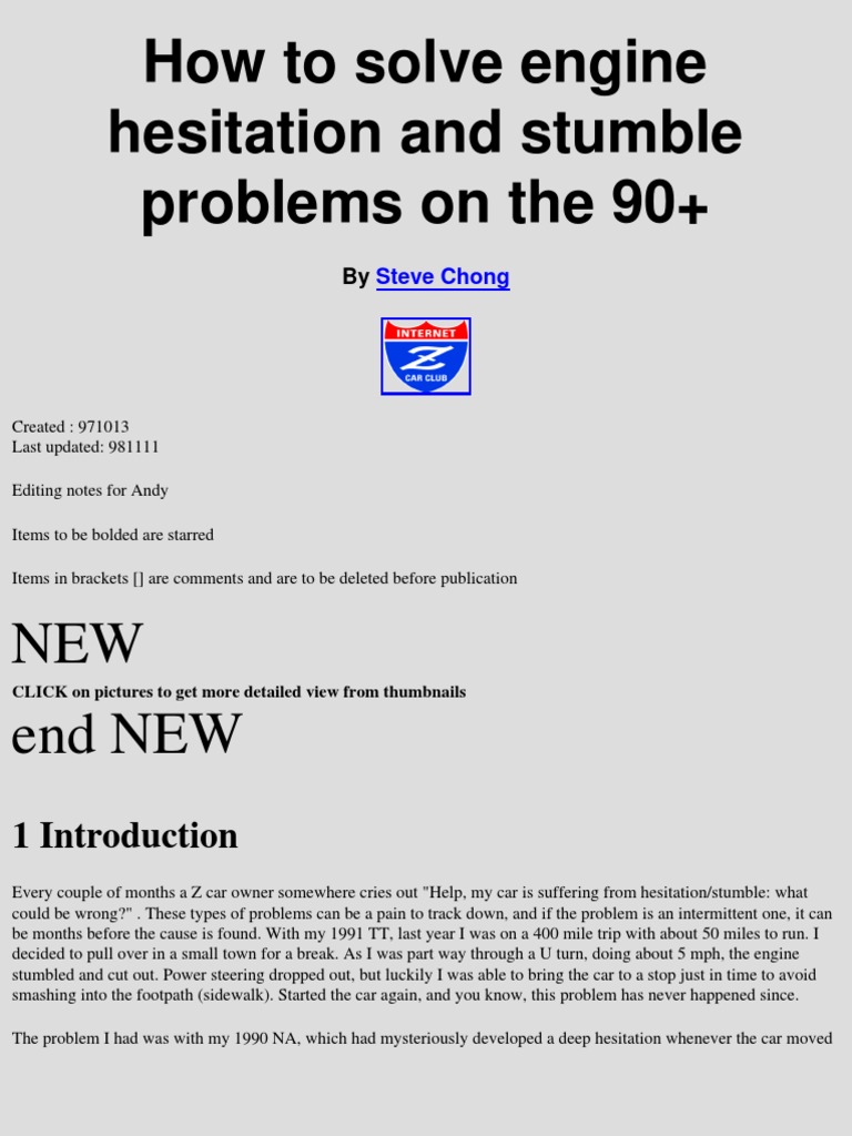 Hesitation Problems PDF Ignition System Fuel Injection