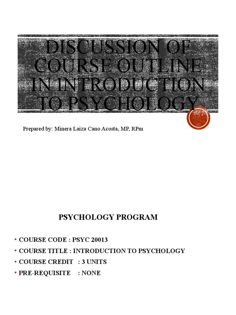 Introduction to Psychology Course Outline | PDF | Psychology | Classroom
