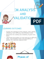 Item Analysis and Validation