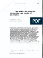 Drug Use Within The Finnish Club Culture As Marks of Distinction