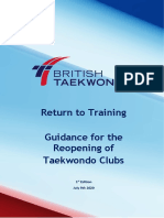 Return To Training Guidance For British Taekwondo Clubs 10th July 2020