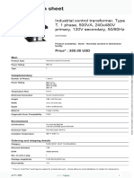 Industrial control transformer specs