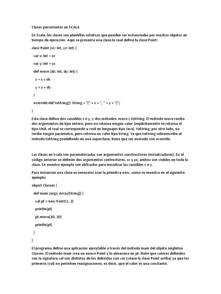 Clases Persistentes en SCALA | PDF | Scala (lenguaje de programación ...