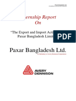 Internship Report On: Paxar Bangladesh LTD