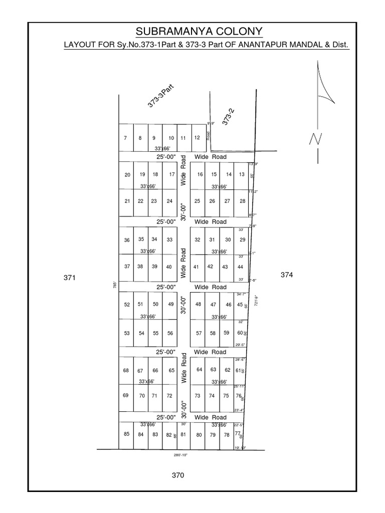 Subramanya Colony: LAYOUT FOR Sy - No.373-1Part & 373-3 Part OF ...