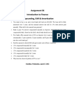 Assignment 06 Introduction To Finance Compounding, EAR & Amortization