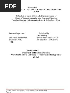 Currency Derivatives Project Lavnish Futures Contract - 
