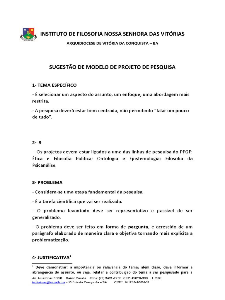 Projeto De Pesquisa Modelo , Projetos De Pesquisa Ótimos Modelos em ...